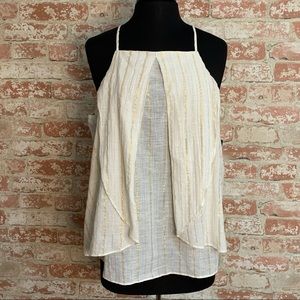 A.N.A. Halter Blouse Metallic Cream Gold NWT Size XL